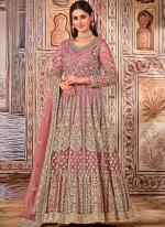 Net Pink Wedding Wear Embroidery Work Anarkali Suit